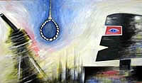 Acrylic on paper painting entitled 'Kelly's Conquest'